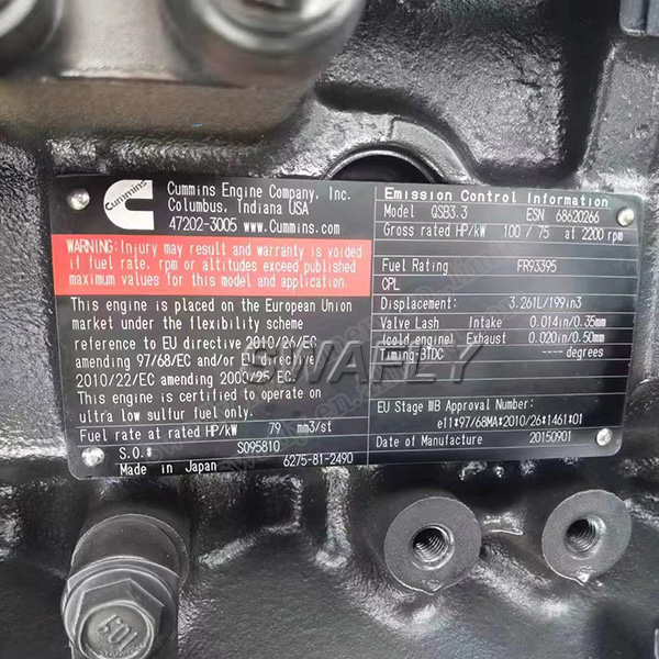 Japanese Brand New Cummins QSB3.3 Complete Engine Assembly